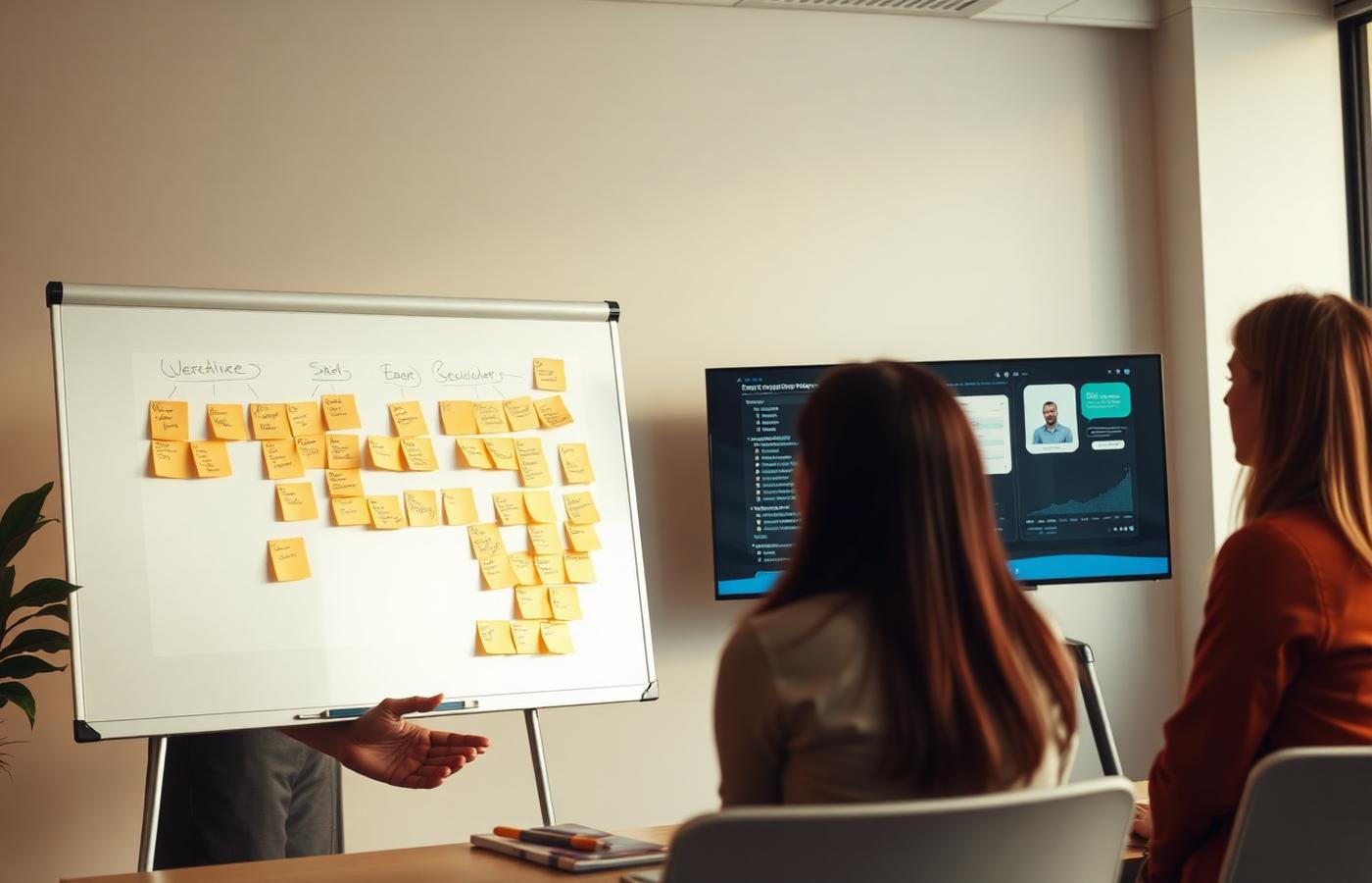 Transformation leader coaching a team through an AI-enabled workflow session